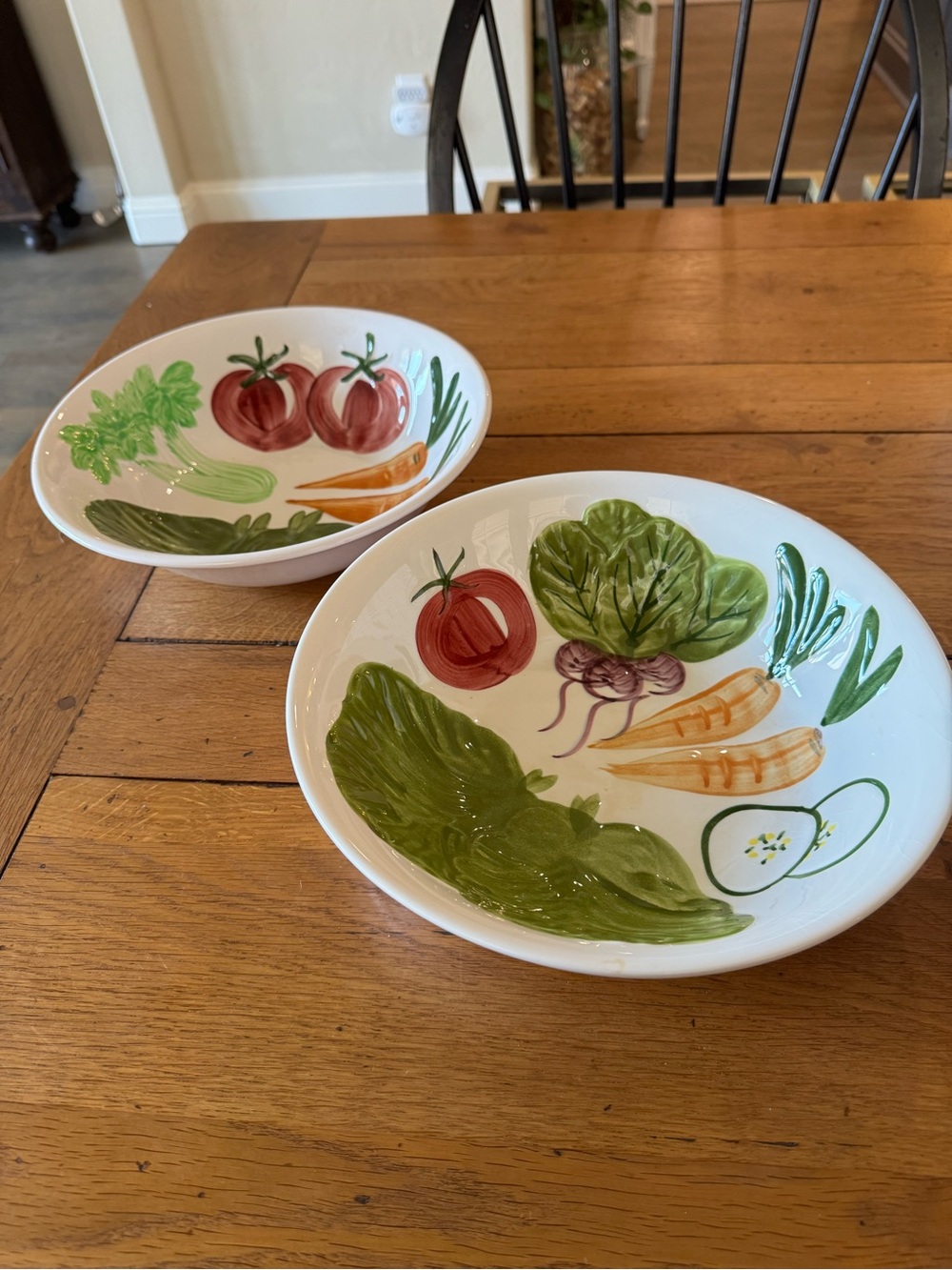 Vintage 10-inch hand-painted Ironstone serving bowls - set of 2